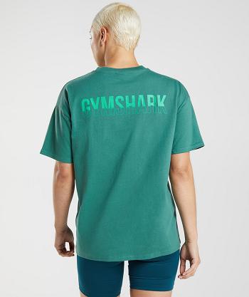 Dámské T Shirts Gymshark Fraction Oversized Zelene | CZ 3287KOR